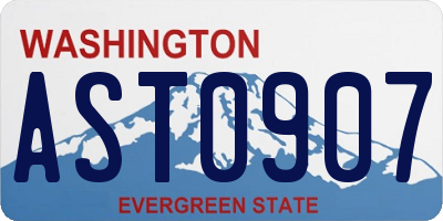 WA license plate AST0907