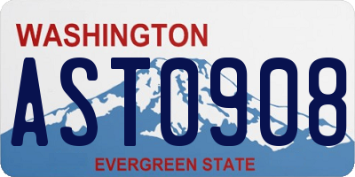 WA license plate AST0908