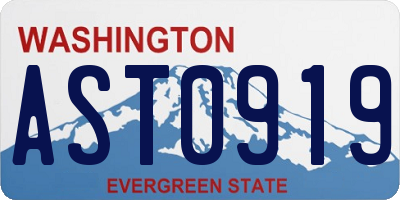 WA license plate AST0919