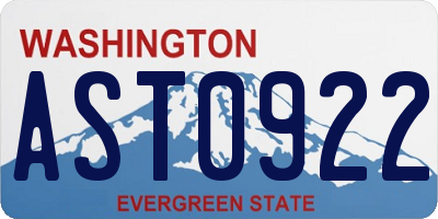 WA license plate AST0922
