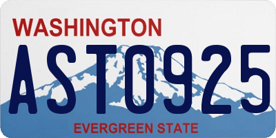 WA license plate AST0925