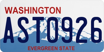 WA license plate AST0926