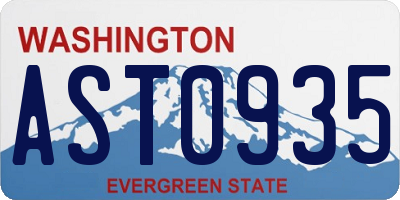WA license plate AST0935