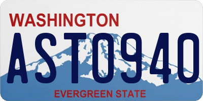 WA license plate AST0940