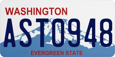 WA license plate AST0948