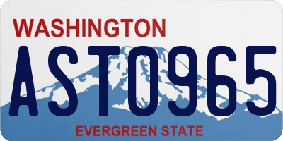 WA license plate AST0965