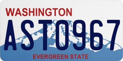 WA license plate AST0967