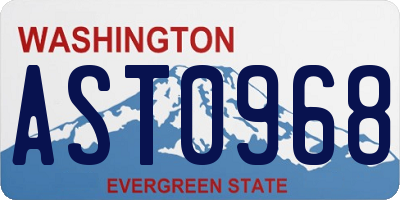 WA license plate AST0968