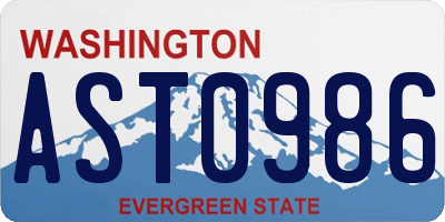 WA license plate AST0986