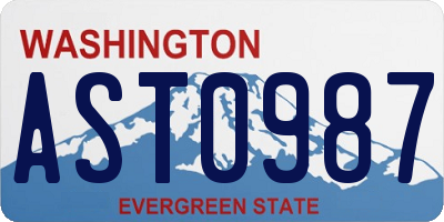 WA license plate AST0987