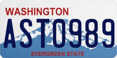 WA license plate AST0989
