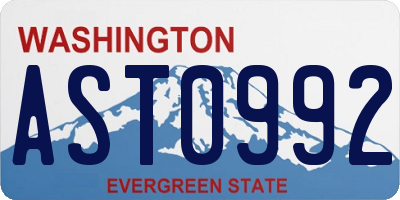 WA license plate AST0992
