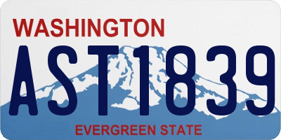 WA license plate AST1839