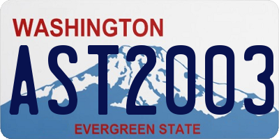 WA license plate AST2003