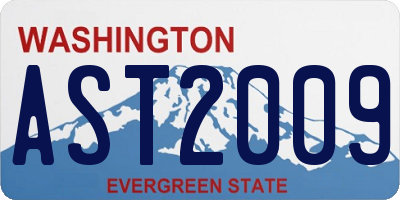 WA license plate AST2009