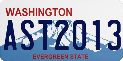 WA license plate AST2013