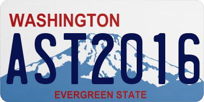 WA license plate AST2016