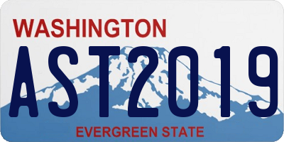 WA license plate AST2019