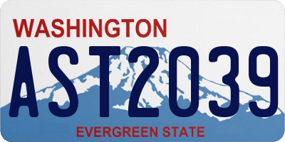 WA license plate AST2039
