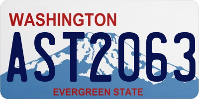 WA license plate AST2063
