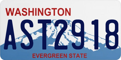 WA license plate AST2918