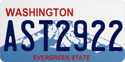 WA license plate AST2922