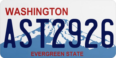 WA license plate AST2926