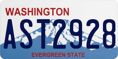 WA license plate AST2928