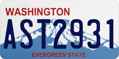 WA license plate AST2931