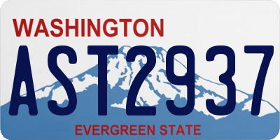 WA license plate AST2937