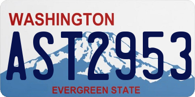 WA license plate AST2953