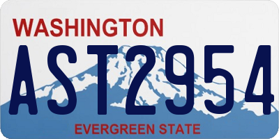 WA license plate AST2954