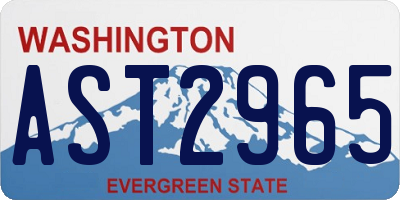 WA license plate AST2965