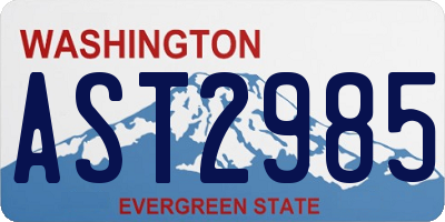 WA license plate AST2985