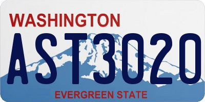 WA license plate AST3020