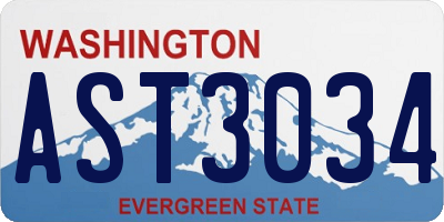 WA license plate AST3034