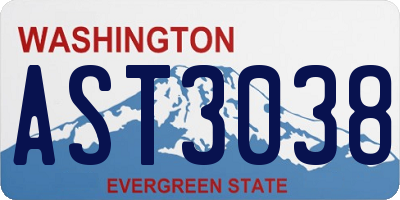 WA license plate AST3038