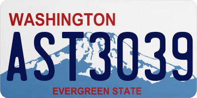 WA license plate AST3039