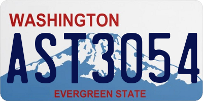 WA license plate AST3054