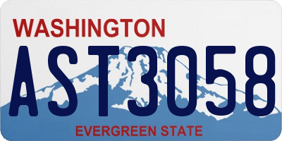 WA license plate AST3058