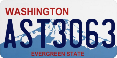 WA license plate AST3063