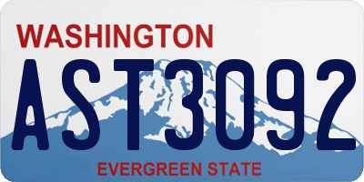 WA license plate AST3092