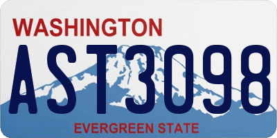 WA license plate AST3098