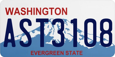 WA license plate AST3108