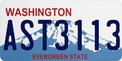 WA license plate AST3113