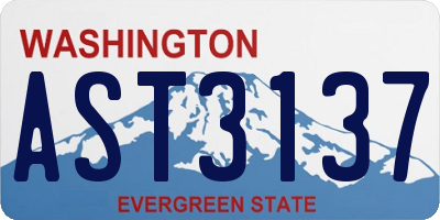 WA license plate AST3137