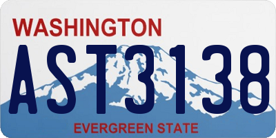 WA license plate AST3138