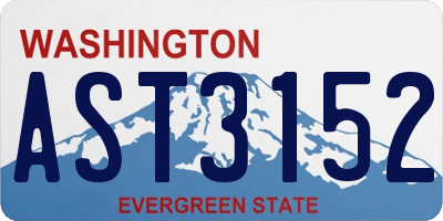 WA license plate AST3152
