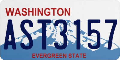 WA license plate AST3157