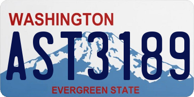 WA license plate AST3189
